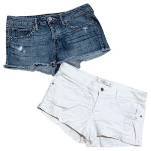 American Eagle Abercrombie & Fitch Shorts Womens 8 10 Ripped Denim Jean Studded